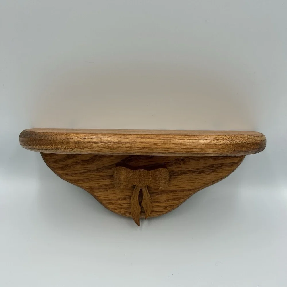 Vintage Farmhouse Hand Crafted Wooden Shelf w/ Wood Bow